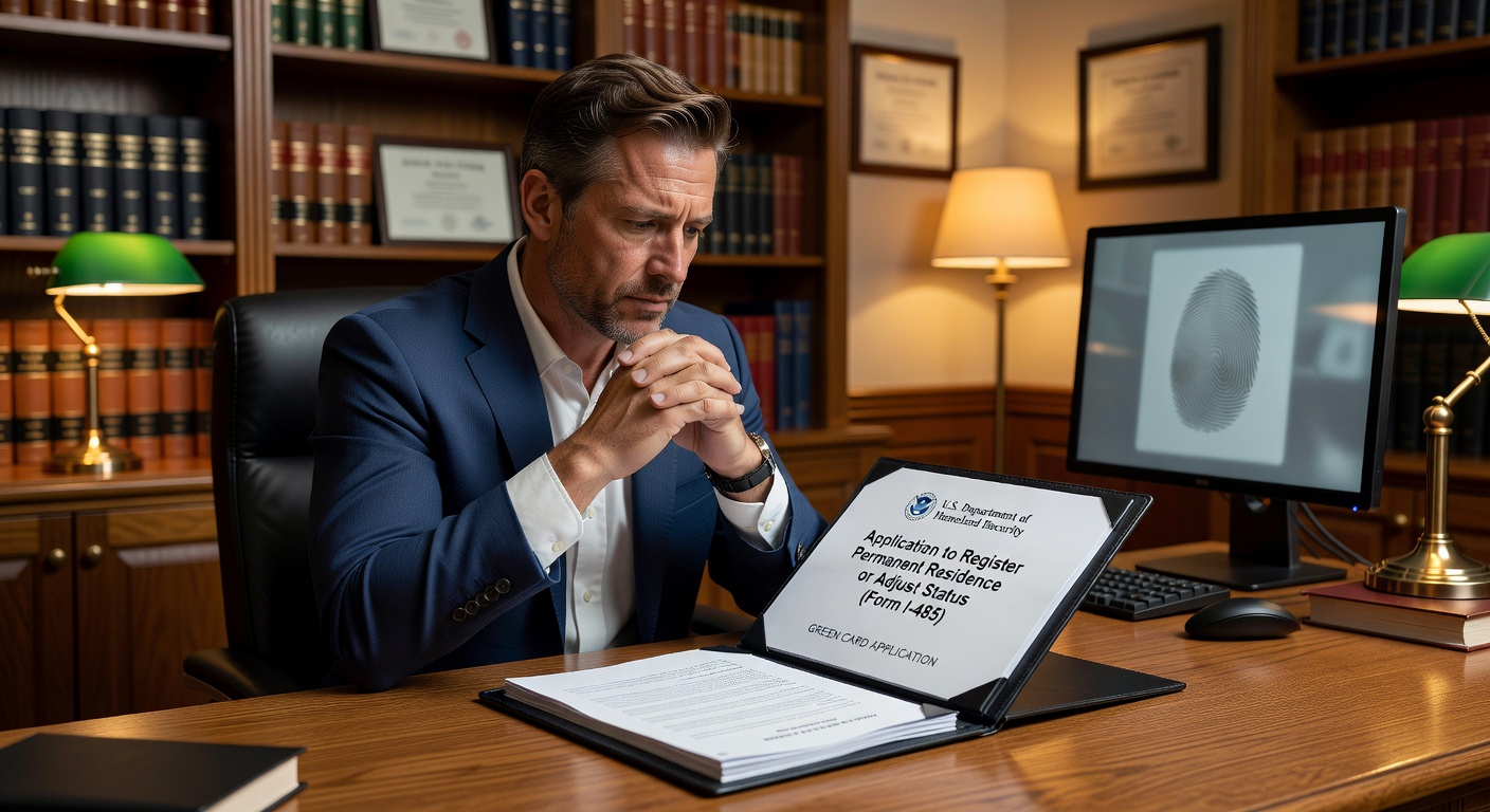 Иммиграционный адвокат рассматривает заявление на грин-карту вместе с клиентом, въехавшим без документов