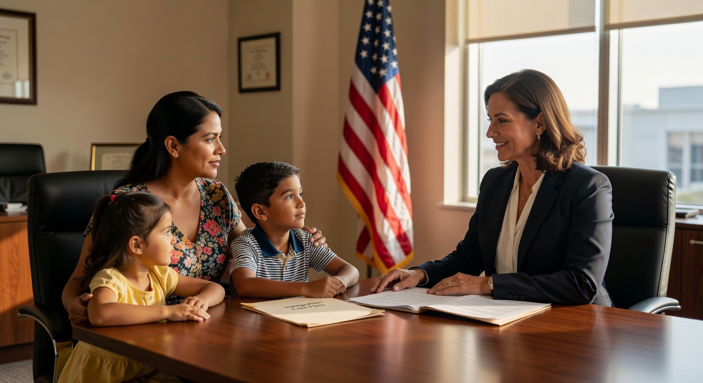Иммиграция боюнча адвокат үй-бүлө менен жолугушууда