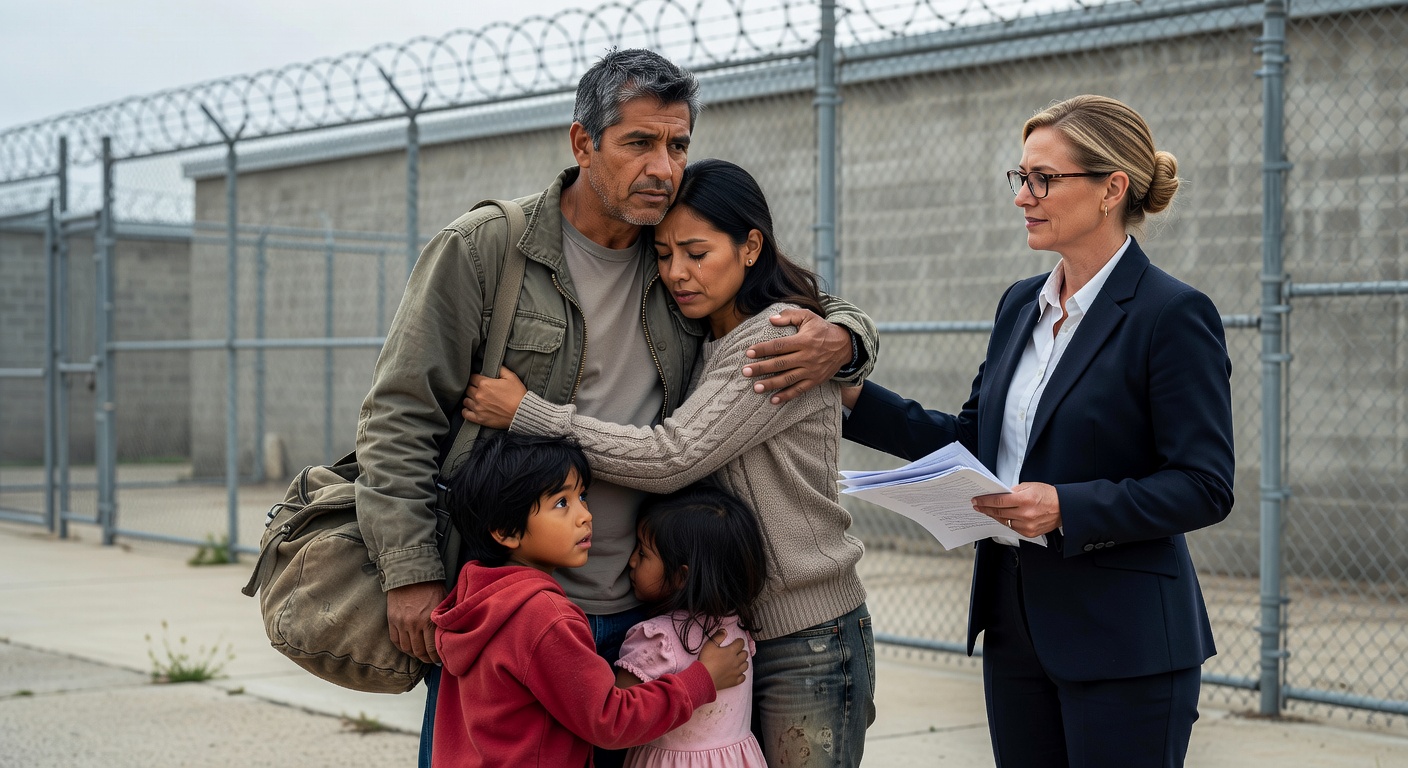 Family waiting to pick up a loved one after immigration bond is granted